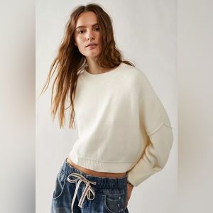 NWT Free People Easy Street Crop Pullover - Cream - Small